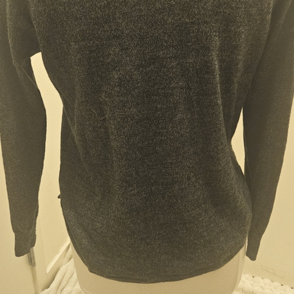 Madewell Charcoal Grey Merino Wool Blend Scoopneck Split Hem Sweater Wmn's Sz S - Picture 5 of 6